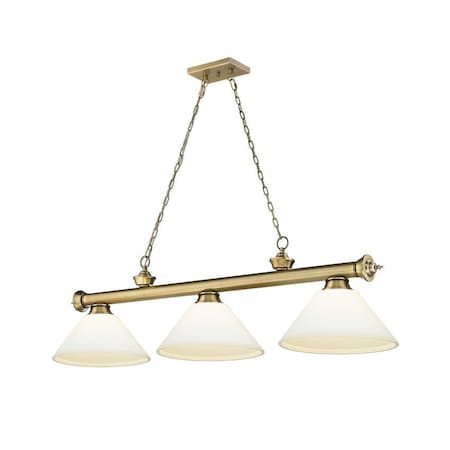 Z-Lite Cordon 3 Light Billiard, Rubbed Brass & Matte Opal 2306-3RB-AMO14